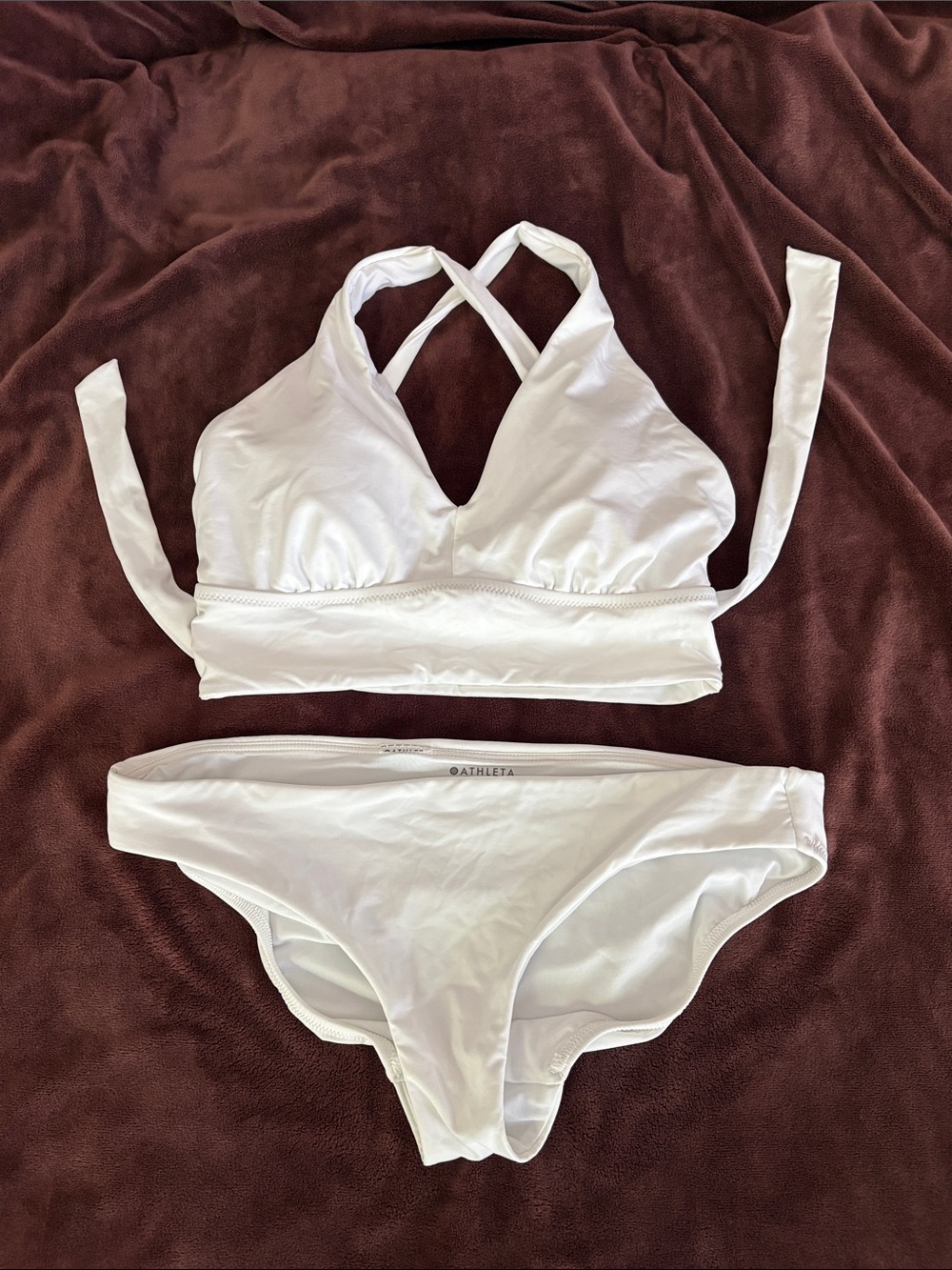 Athleta White Crisscross Halter Bikini Set